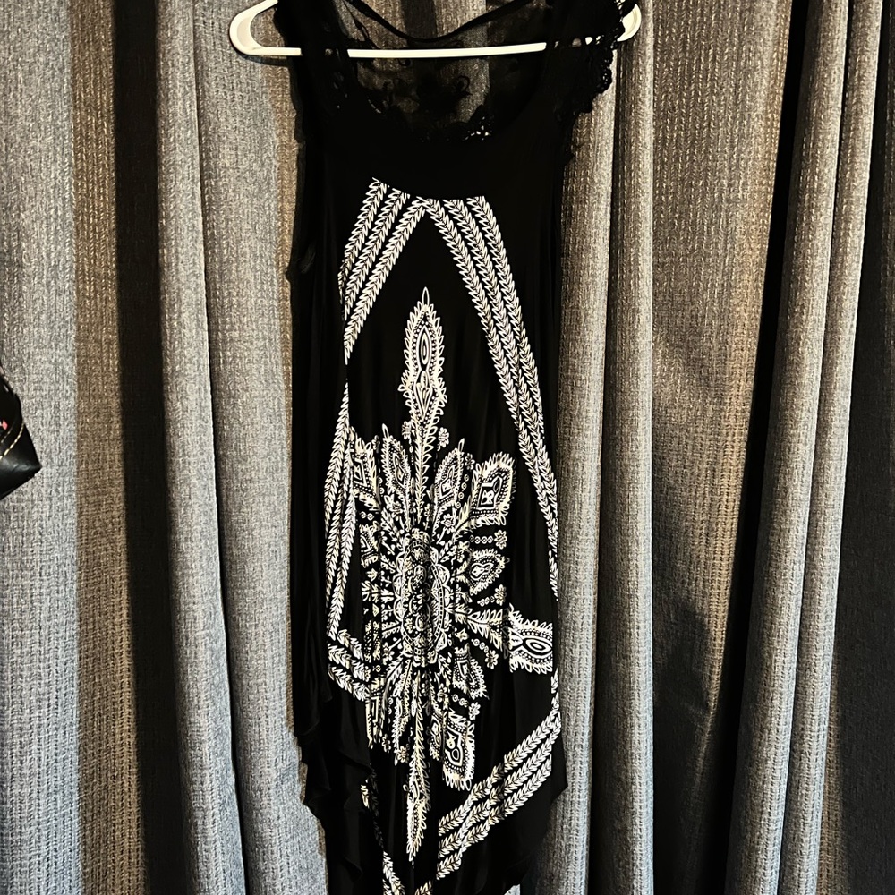 Womens Bandana Asymmetrical Dress-one size-(M)-black/white-NAT